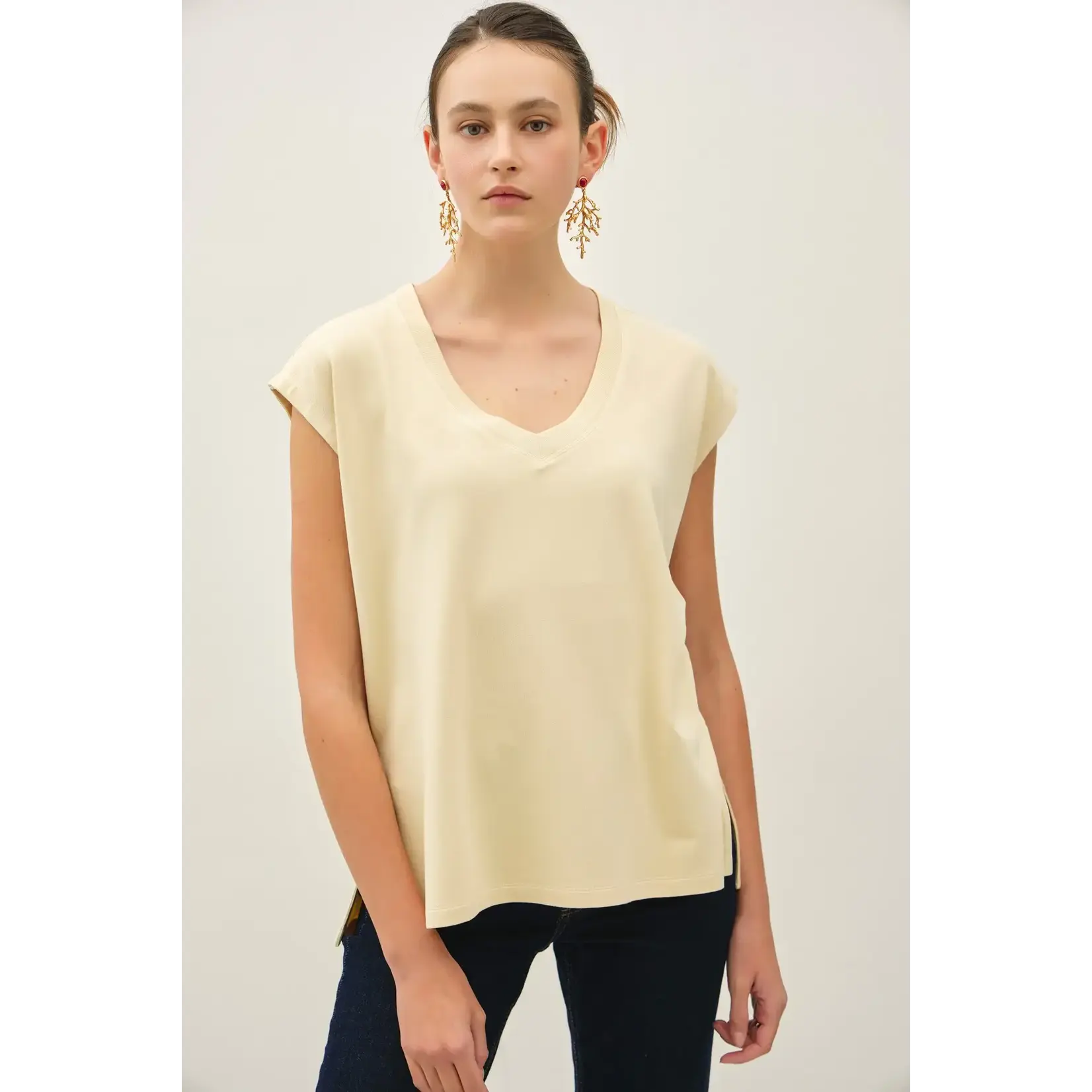 V-Neck Buttery French Terry Top