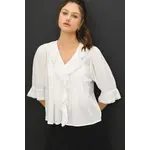 Crisp Ruffle V-Neck Blouse