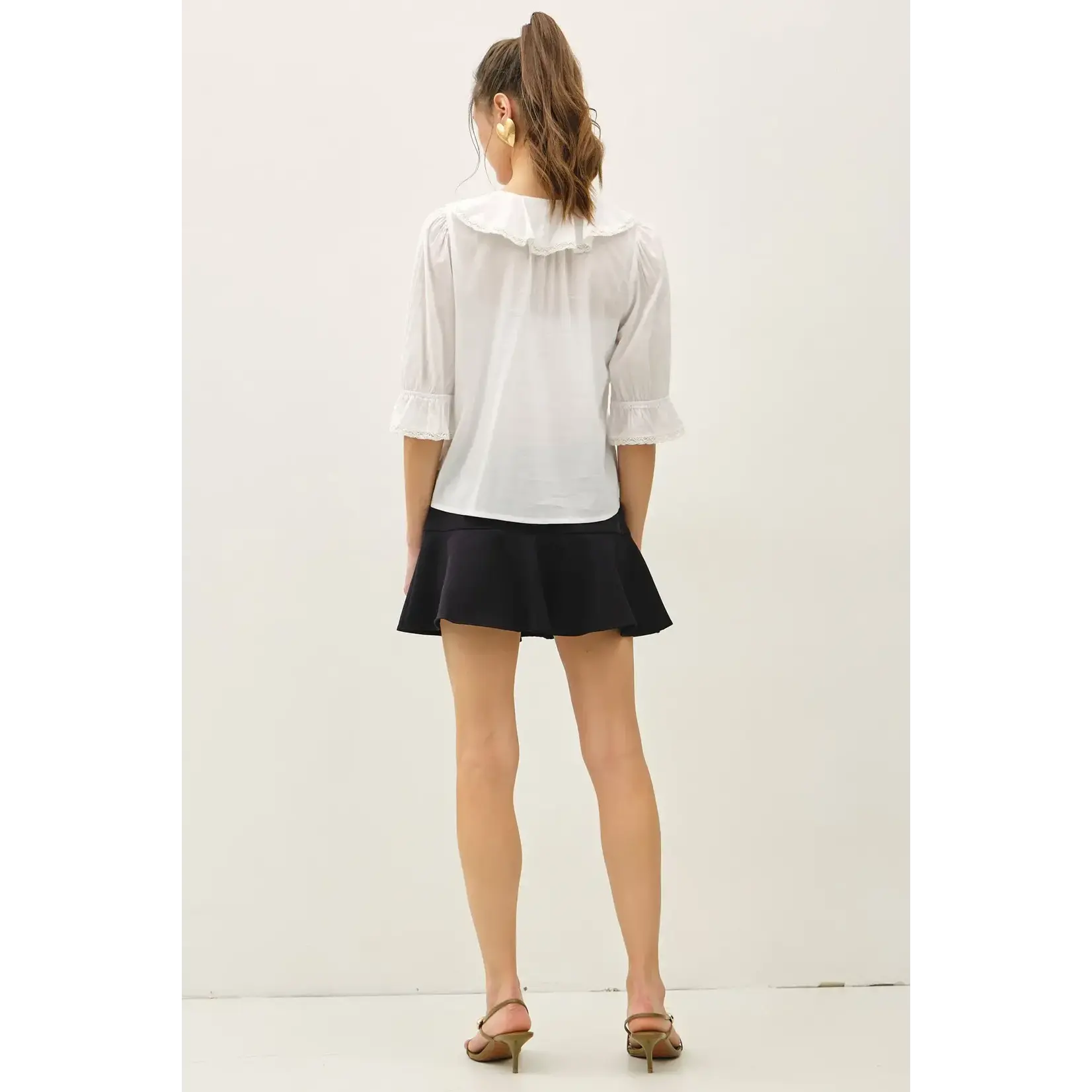 Crisp Ruffle V-Neck Blouse