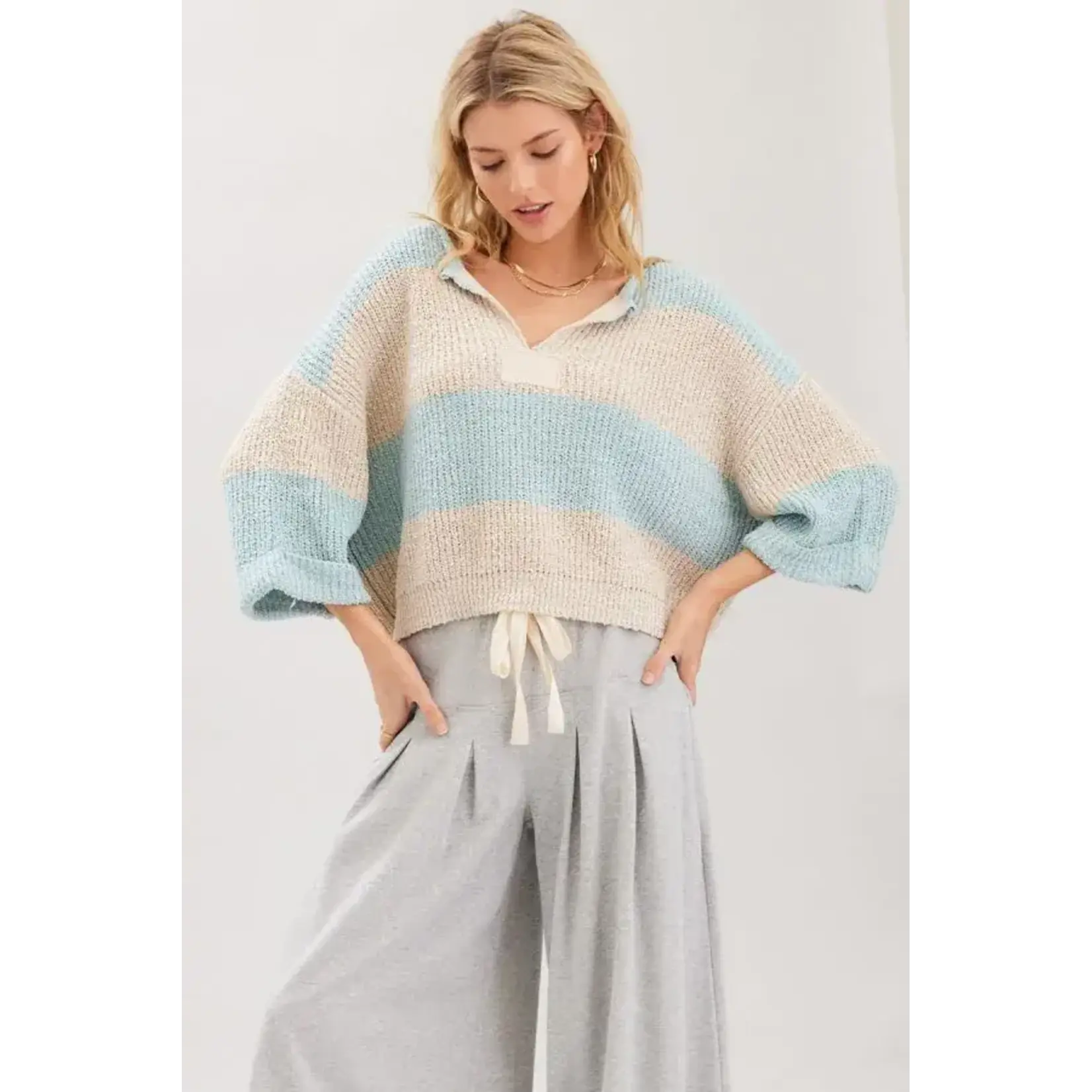 Illa Illa IM8030 Striped Patch Sweater