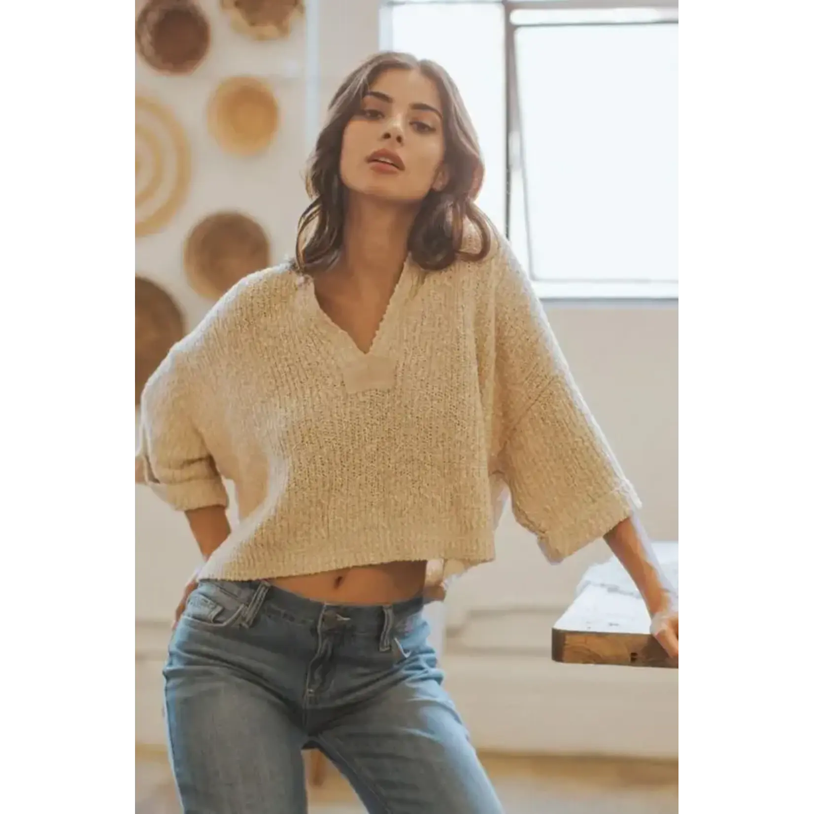 Illa Illa IM4439 Cropped Patch Sweater