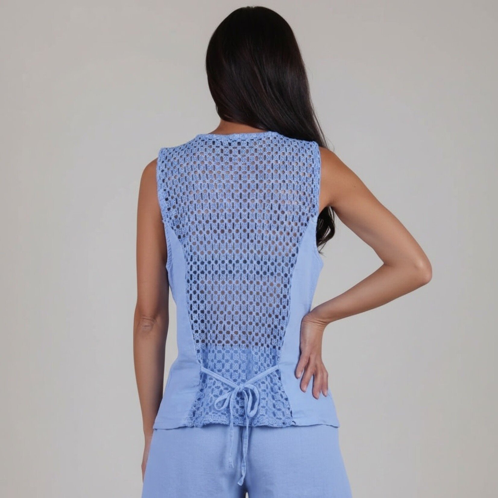 67534-Linen Vest w/Crochet Back