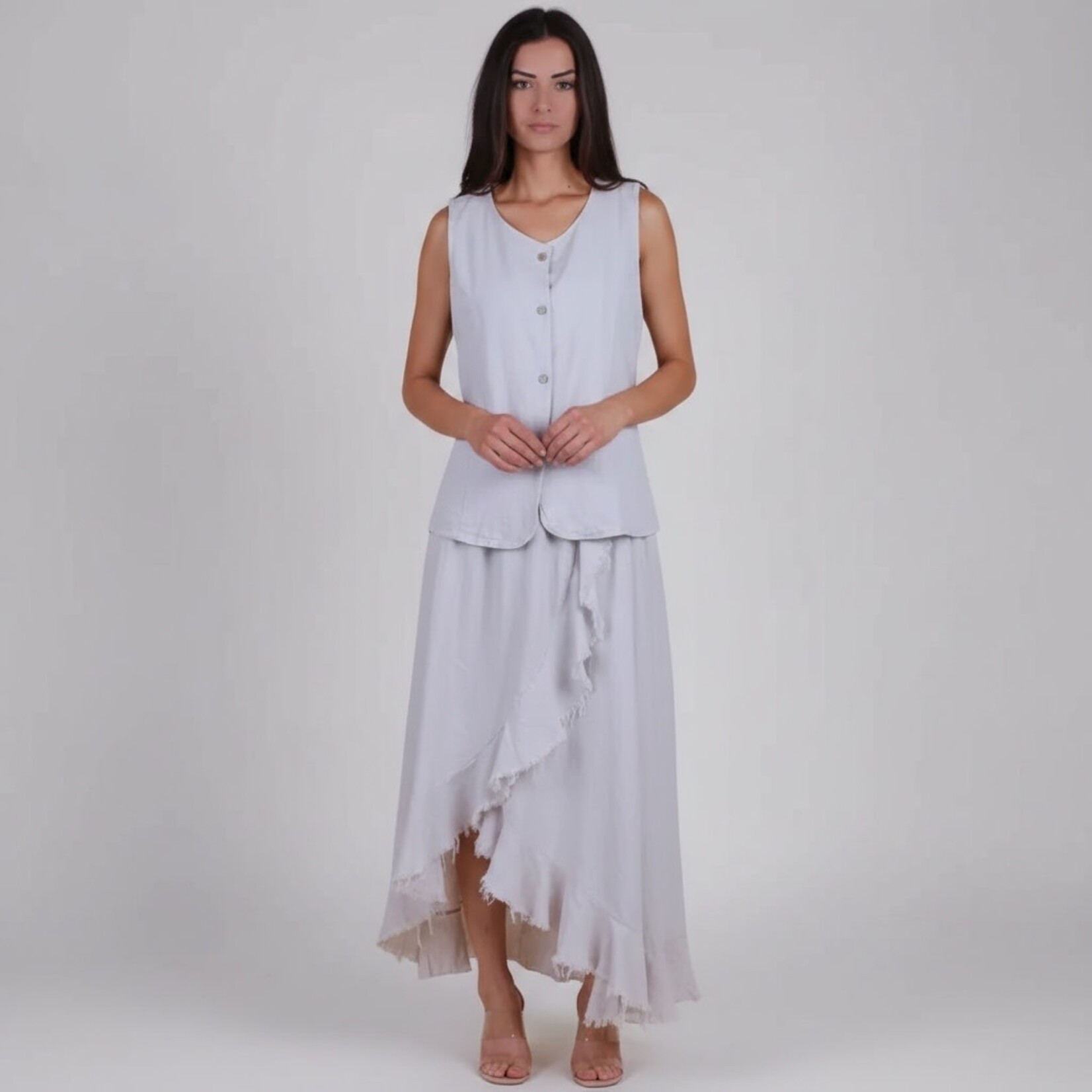 67534-Linen Vest w/Crochet Back