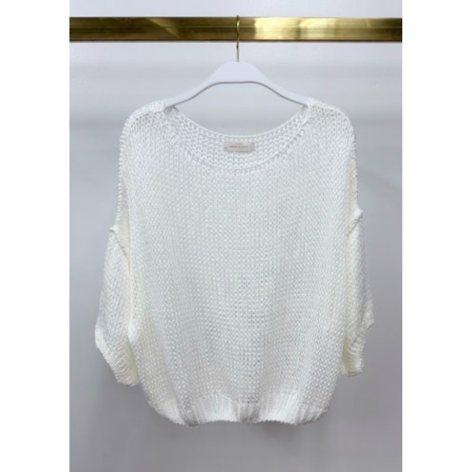 CREW NECK CROCHET KNIT TOP
