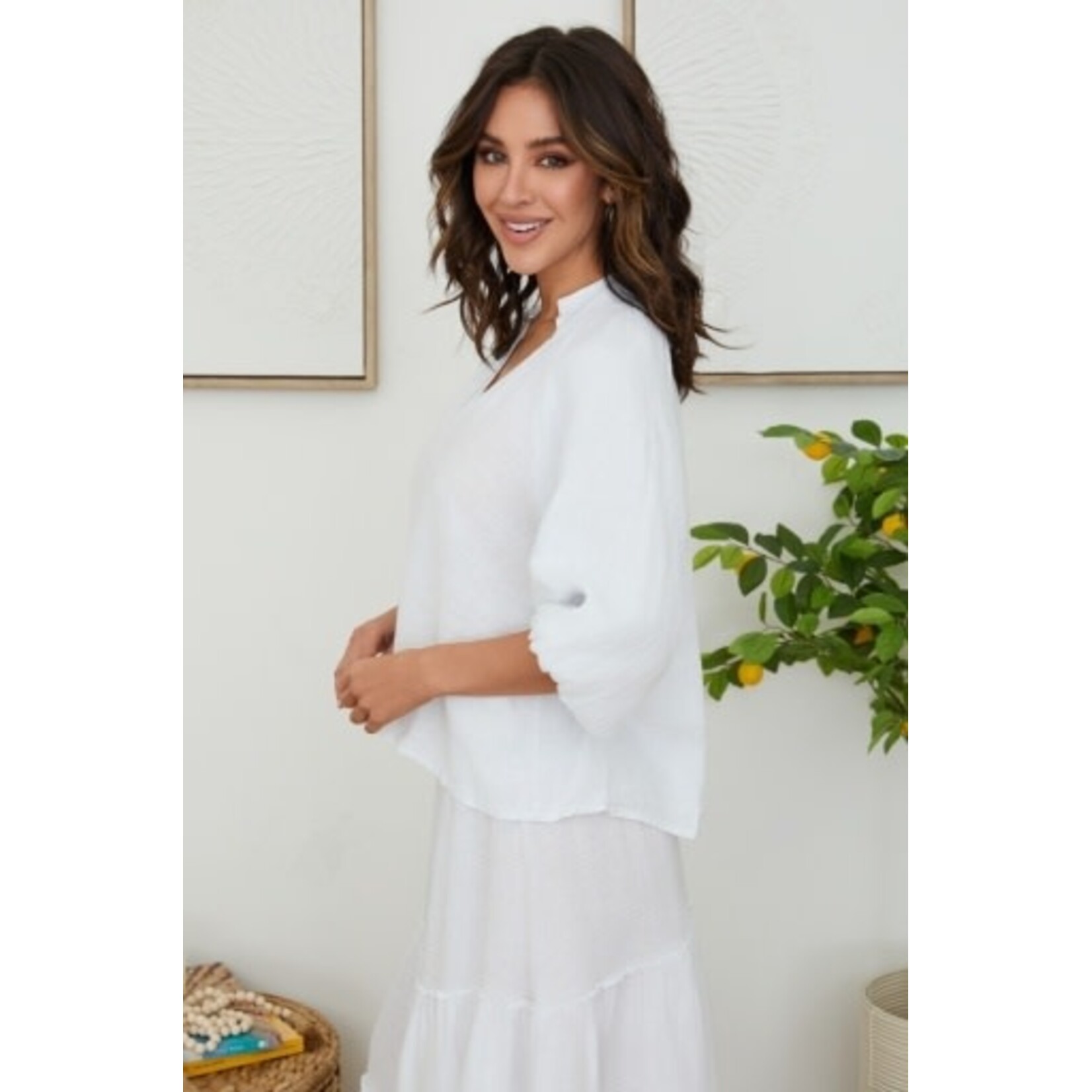 BALLOON SLVE V-NECK BLOUSE
