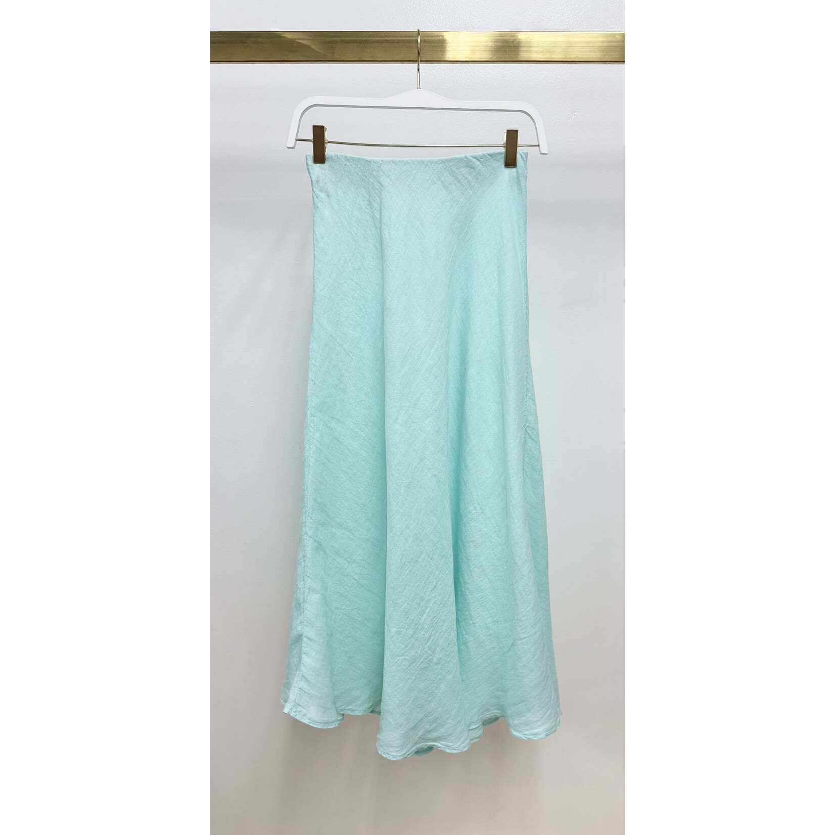CRINKLE LINEN MIDI SKIRT
