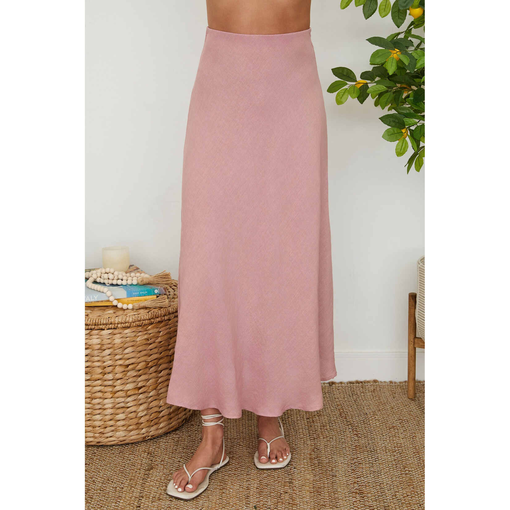 CRINKLE LINEN SKIRT