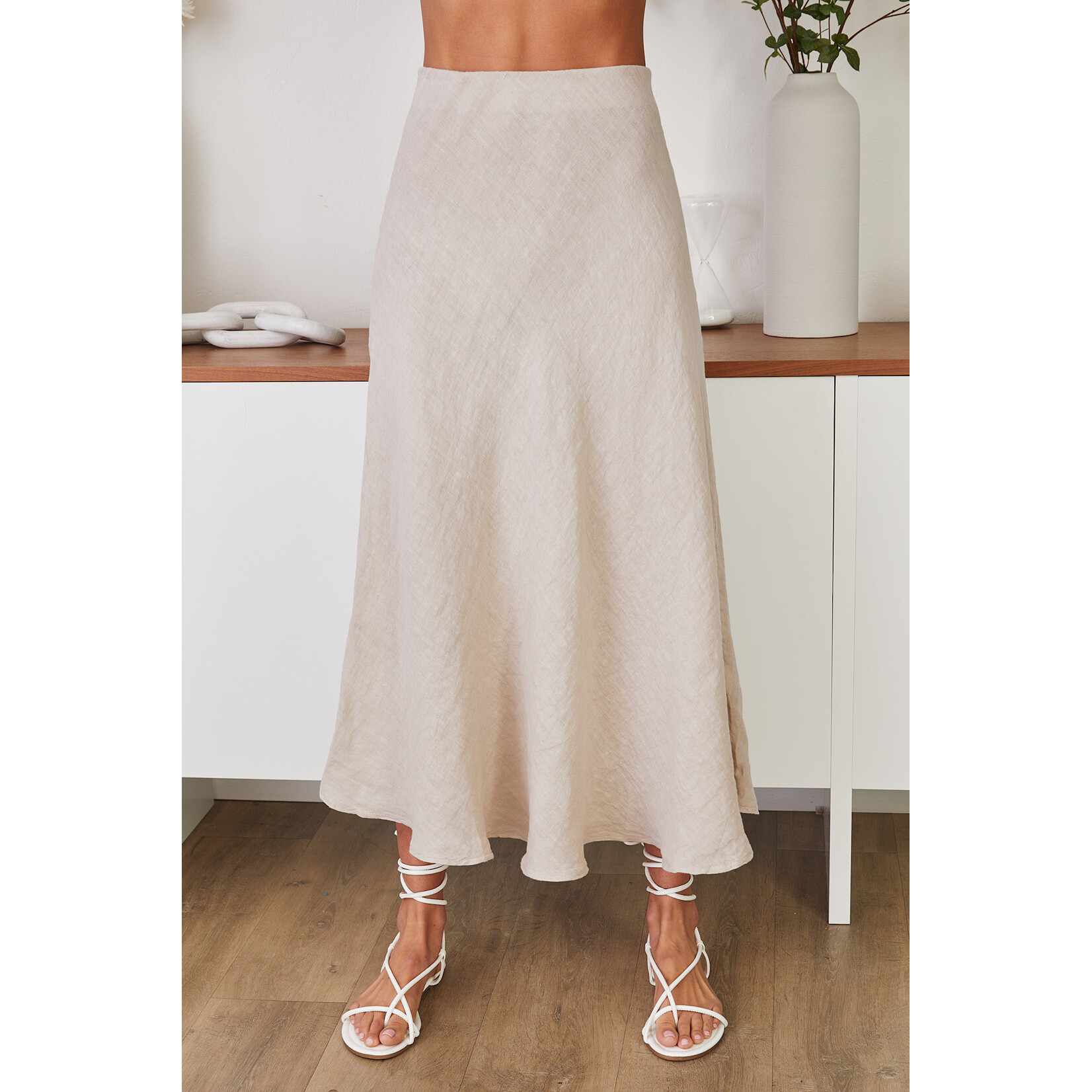 CRINKLE LINEN SKIRT
