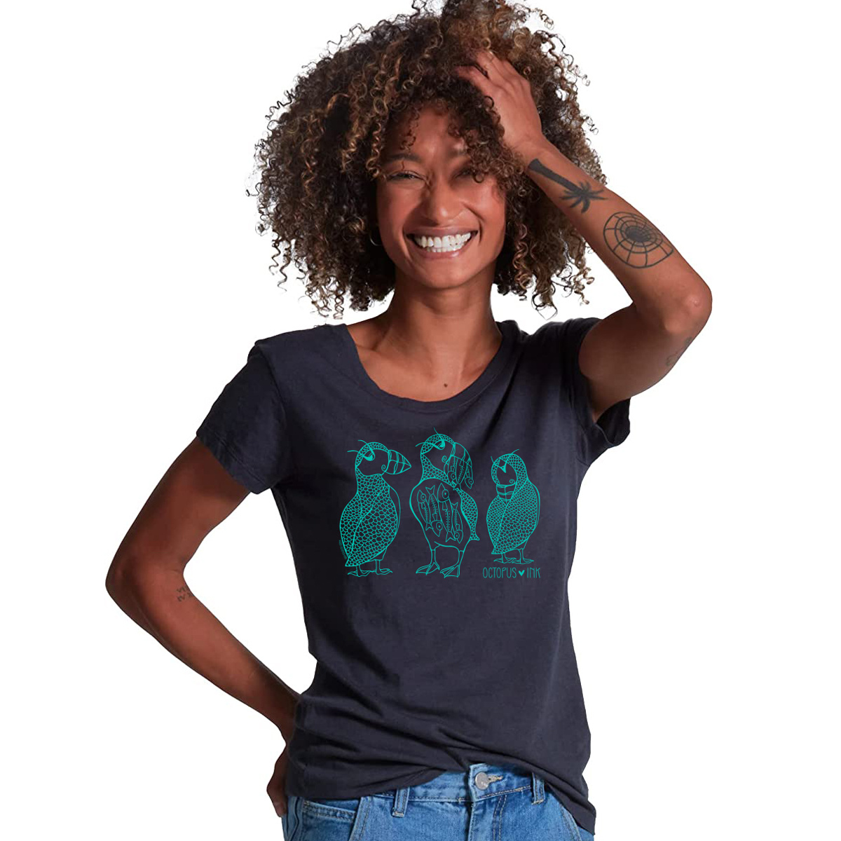 Puffin Family (Navy) - Classic Fit Ladies Tee