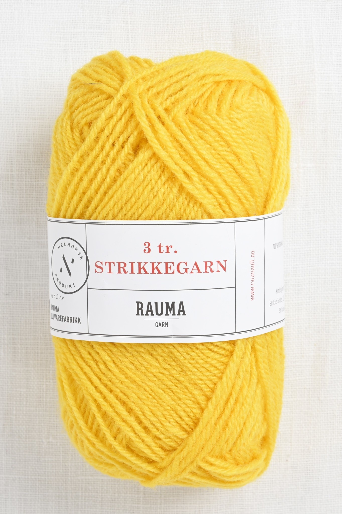 Rauma 3Ply Strikkegarn 125 Yellow Wool and Company Fine Yarn