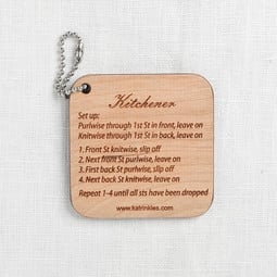 Image of Katrinkles Wood Kitchener Stitch Instruction Fob