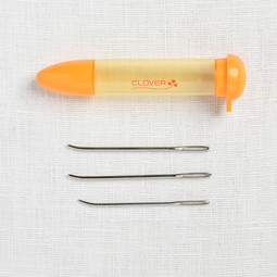 Image of Clover Chibi Mini Darning Needle Set, Bent Tip, 3 ct. (orange case)