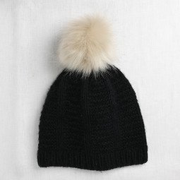 Image of Faux Fur Pom Pom Champagne, Snap Closure