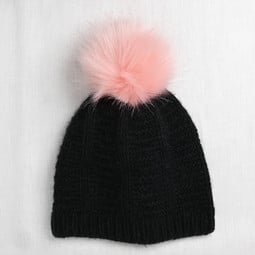 Image of Faux Fur Pom Pom Pink, Snap Closure