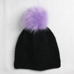 Image of Faux Fur Pom Pom Lavender, Snap Closure