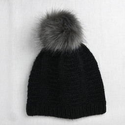 Image of Faux Fur Pom Pom Winter Storm, Snap Closure