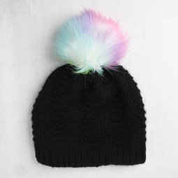 Image of Faux Fur Pom Pom Rainbow, Snap Closure