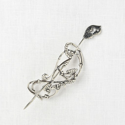 Image of JUL Designs Passion Flower Vine Shawl Pin, White Brass