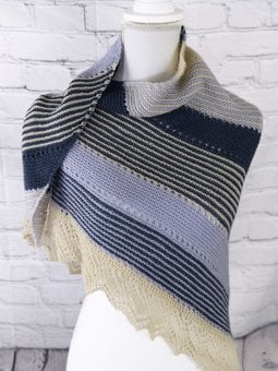Image of Asymmetrical Shawl with Knit-on Edging