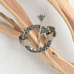 Image of JUL Designs Crown Chakra Cuff & Shawl Pin, Pewter w/ White Brass Stick