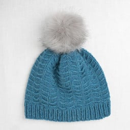 Image of Faux Fur Pom Pom Birch Grey, Snap Closure