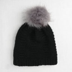 Image of Faux Fur Pom Pom Moonstone, Snap Closure