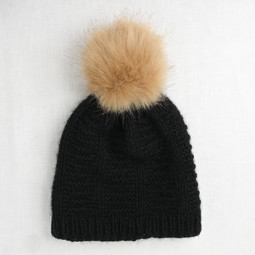 Image of Faux Fur Pom Pom Toffee, Snap Closure
