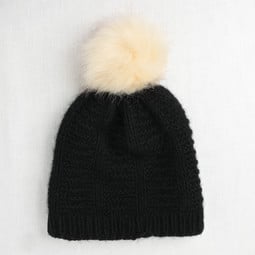 Image of Faux Fur Pom Pom Sandstone, Snap Closure