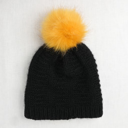 Image of Faux Fur Pom Pom Goldfinch, Snap Closure