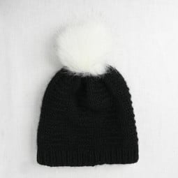 Image of Faux Fur Pom Pom Toasted Marshmallow, Snap Closure