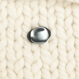 Image of JUL Designs Black Midcentury Modern Circle Stud-Button, White Brass & Leather