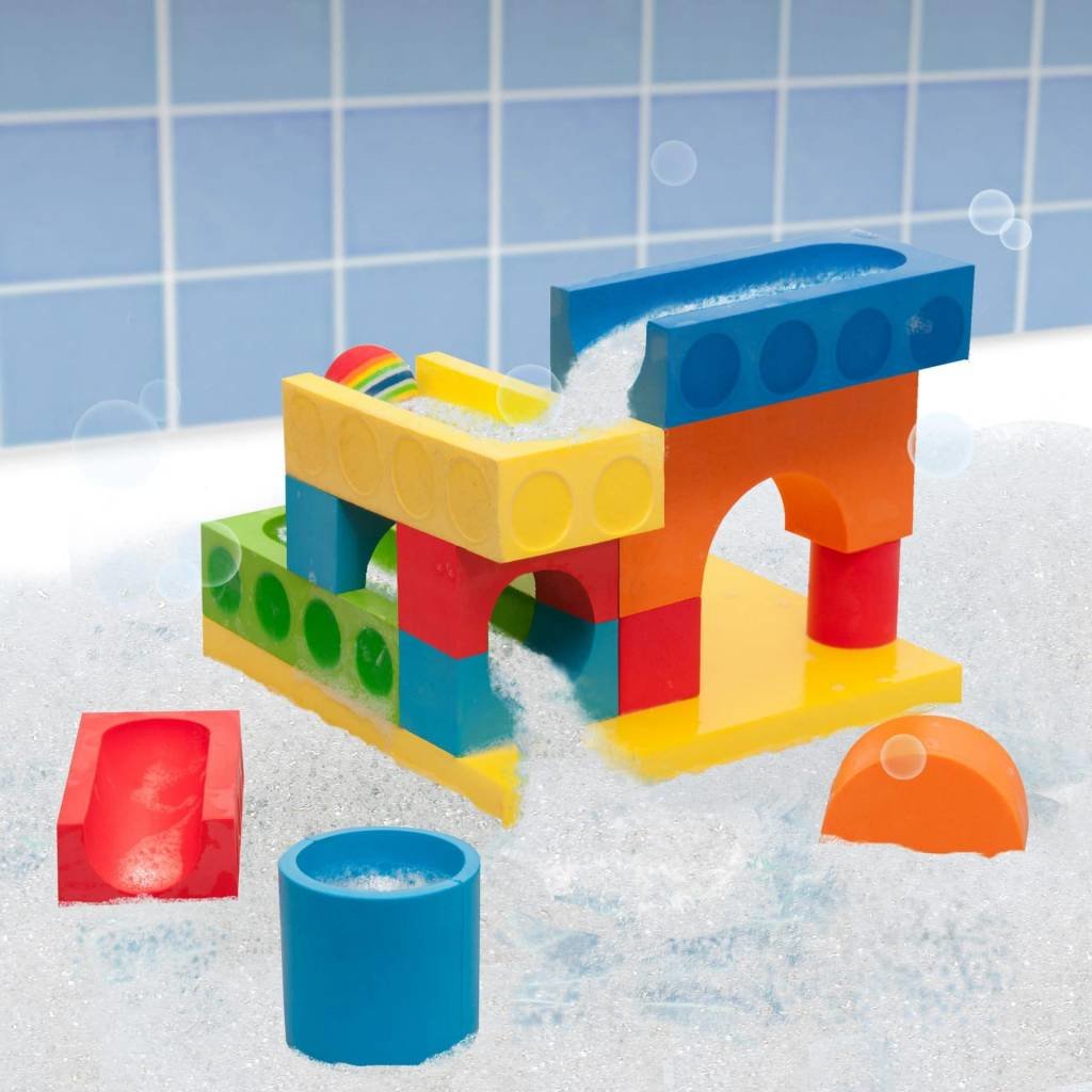 JUST THINK TOYS BATHBLOCKS FLOATING BALL RUN & WATERFALL SET