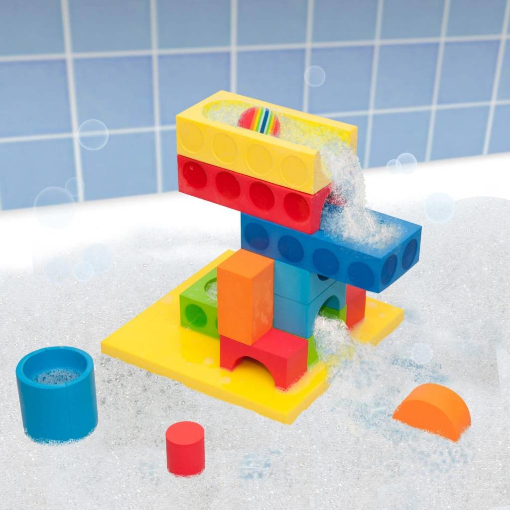 JUST THINK TOYS BATHBLOCKS FLOATING BALL RUN & WATERFALL SET