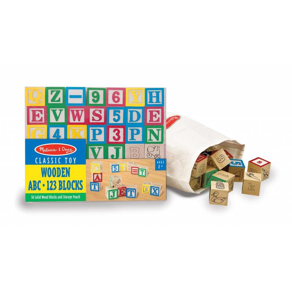 MELISSA AND DOUG WOODEN ABC & 123 BLOCKS