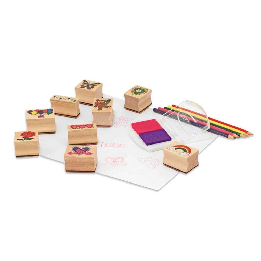 Melissa & Doug Wooden Stamp Set, Happy Handles