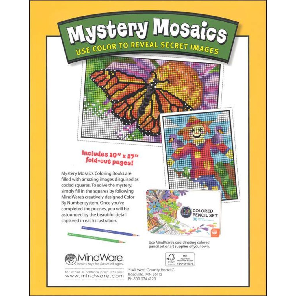 √ Mystery Mosaic Coloring Books - Mindware Color By Number Mystery
