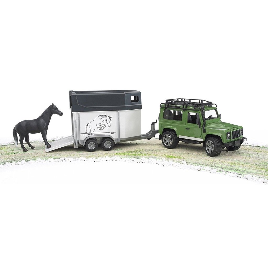 BRUDER TOYS AMERICA LAND ROVER WITH HORSE TRAILER