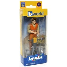 BRUDER TOYS AMERICA CONSTRUCTION WORKER WITH ACCESSORIES