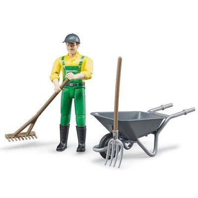 BRUDER TOYS AMERICA FARMER WITH ACCESSORIES