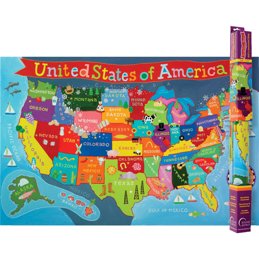 ROUND WORLD PRODUCTS KIDS UNITED STATES WALL MAP