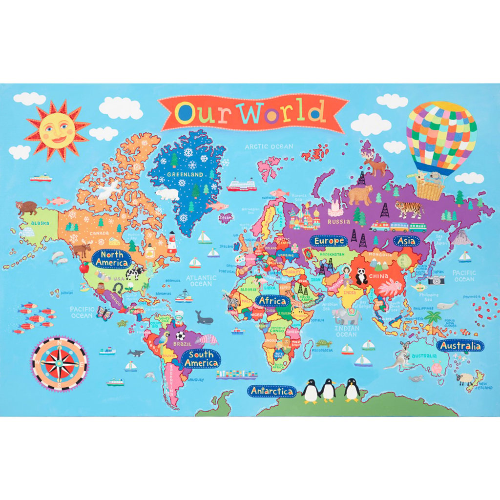 Round World Products Kids World Wall Map 