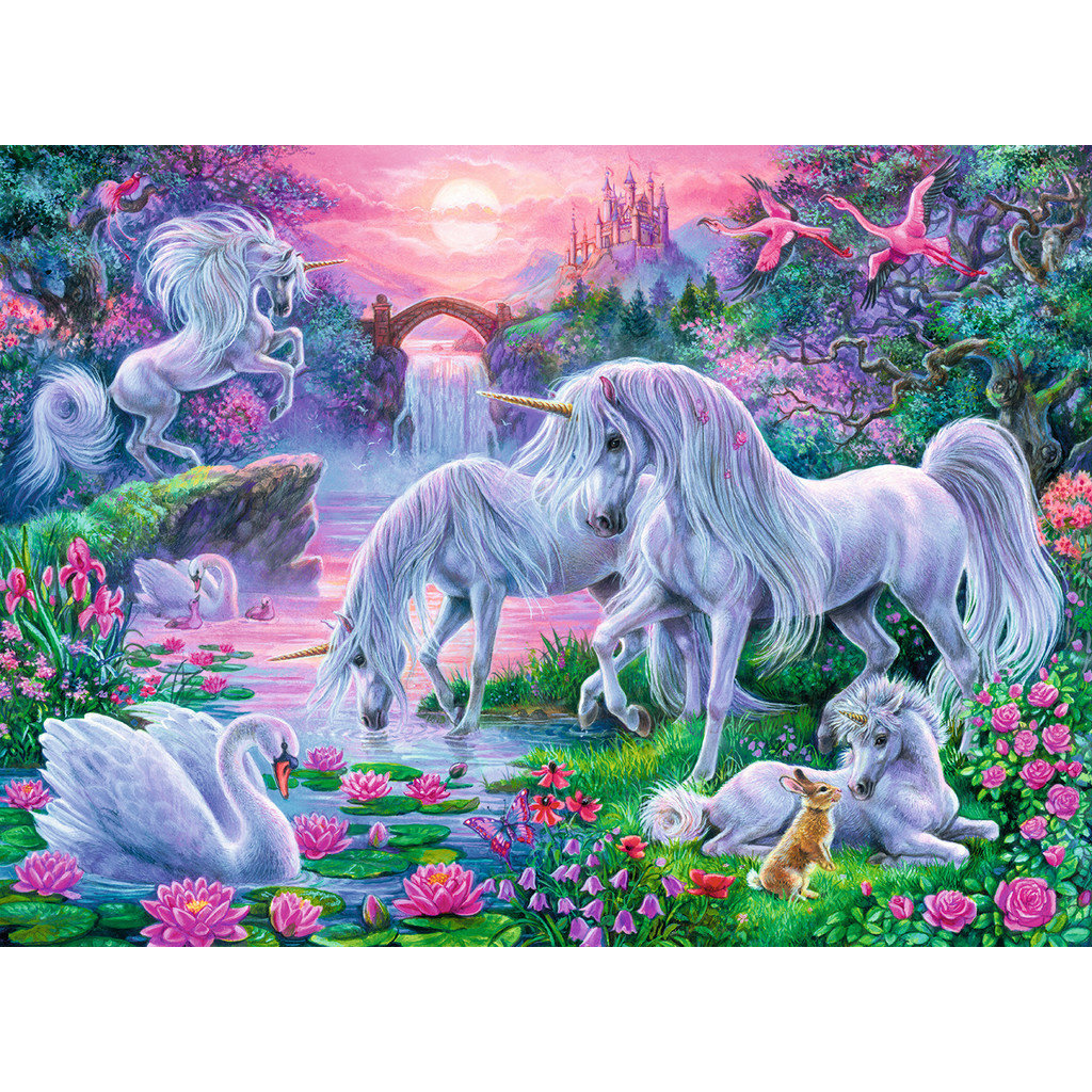 RAVENSBURGER USA UNICORNS IN THE SUNSET GLOW 150 PIECE PUZZLE