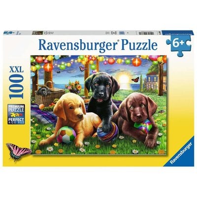 RAVENSBURGER USA PUPPY PICNIC 100 PIECE PUZZLE