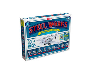 Schylling Brand Classic Steel Works Mechanical Multi-Model Construction  Building Kit - 300 Piece All-Metal Set with Tools and Instructions Included  