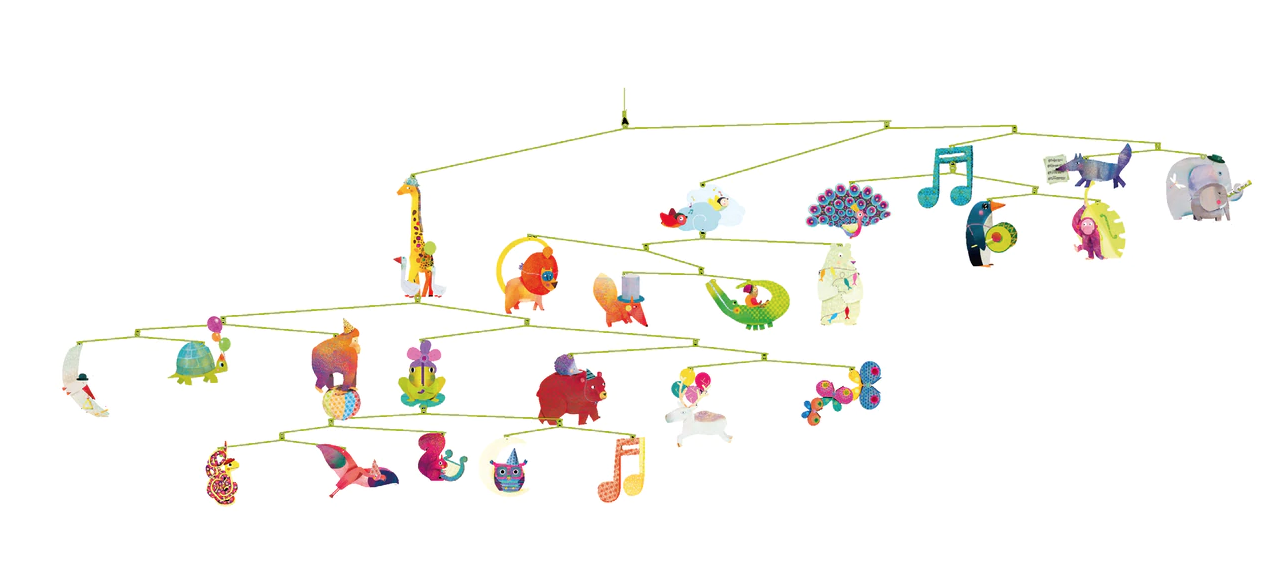 Djeco Fsc Multi-Colored Birds Mobile Room Decoration - Toodleydoo Toys