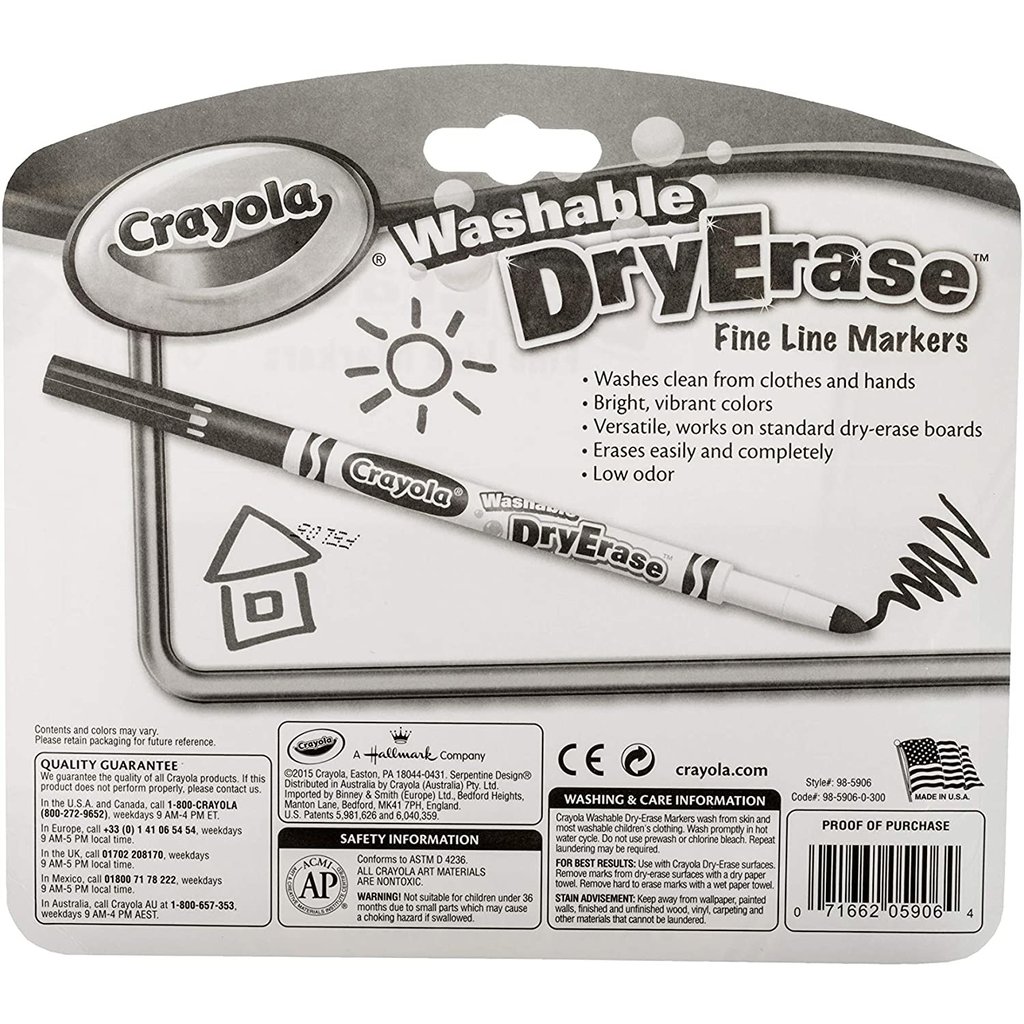 Crayola Washable Dry-Erase Crayons, Neon colors, 8 Per Box, 6