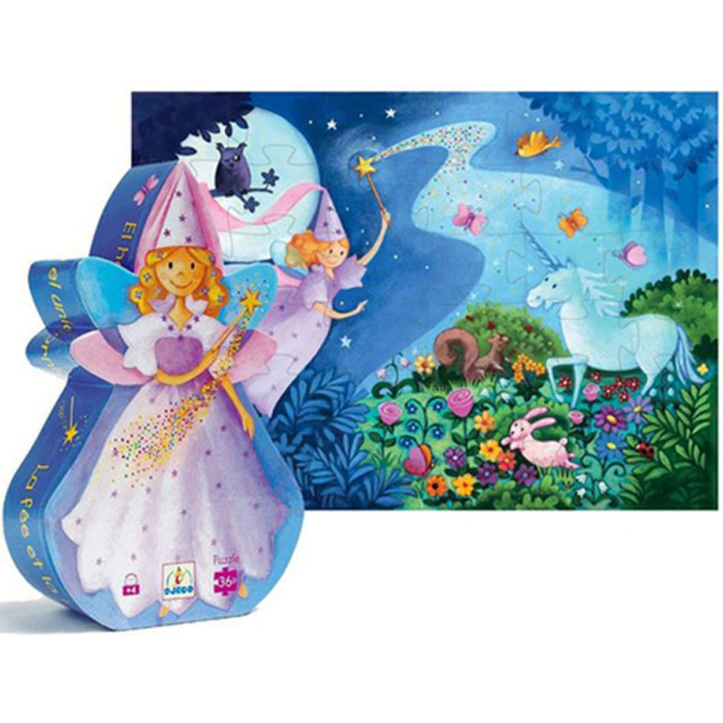 DJECO FAIRY AND UNICORN 36 PIECE SILHOUETTE PUZZLE