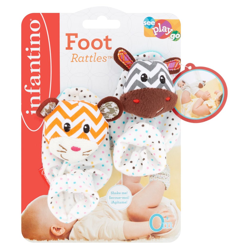 INFANTINO FOOT RATTLES ZEBRA & TIGER