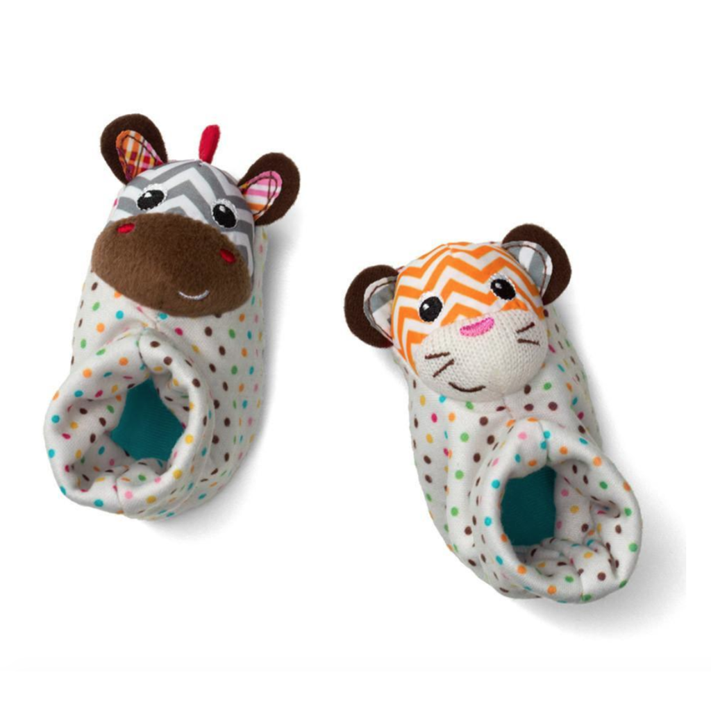 INFANTINO FOOT RATTLES ZEBRA & TIGER