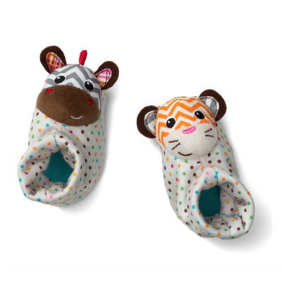 INFANTINO FOOT RATTLES ZEBRA & TIGER